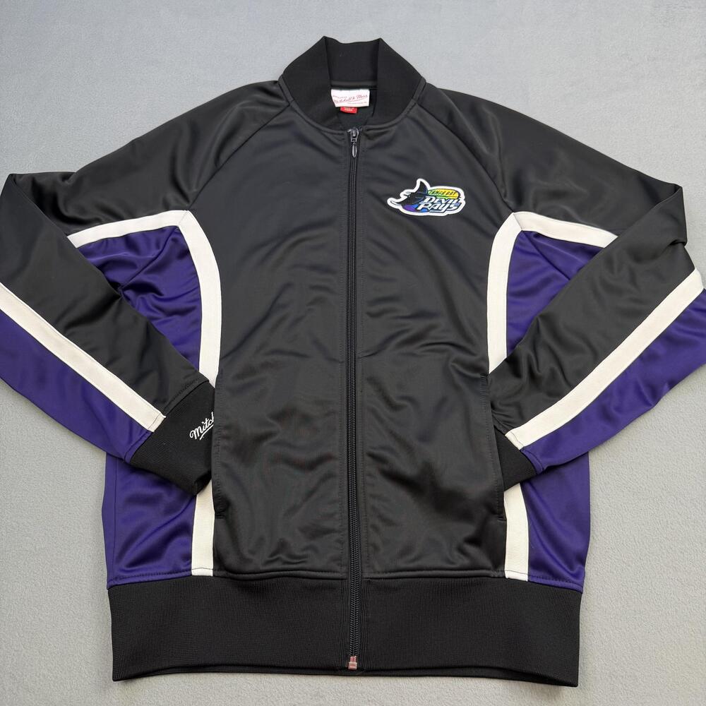 Tampa Bay Devil Rays Jacket Mens Small Black MLB Baseball Mitchell & Ness